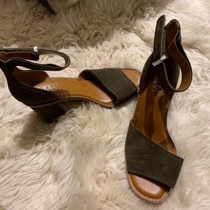 franco sarto olive green straps heels